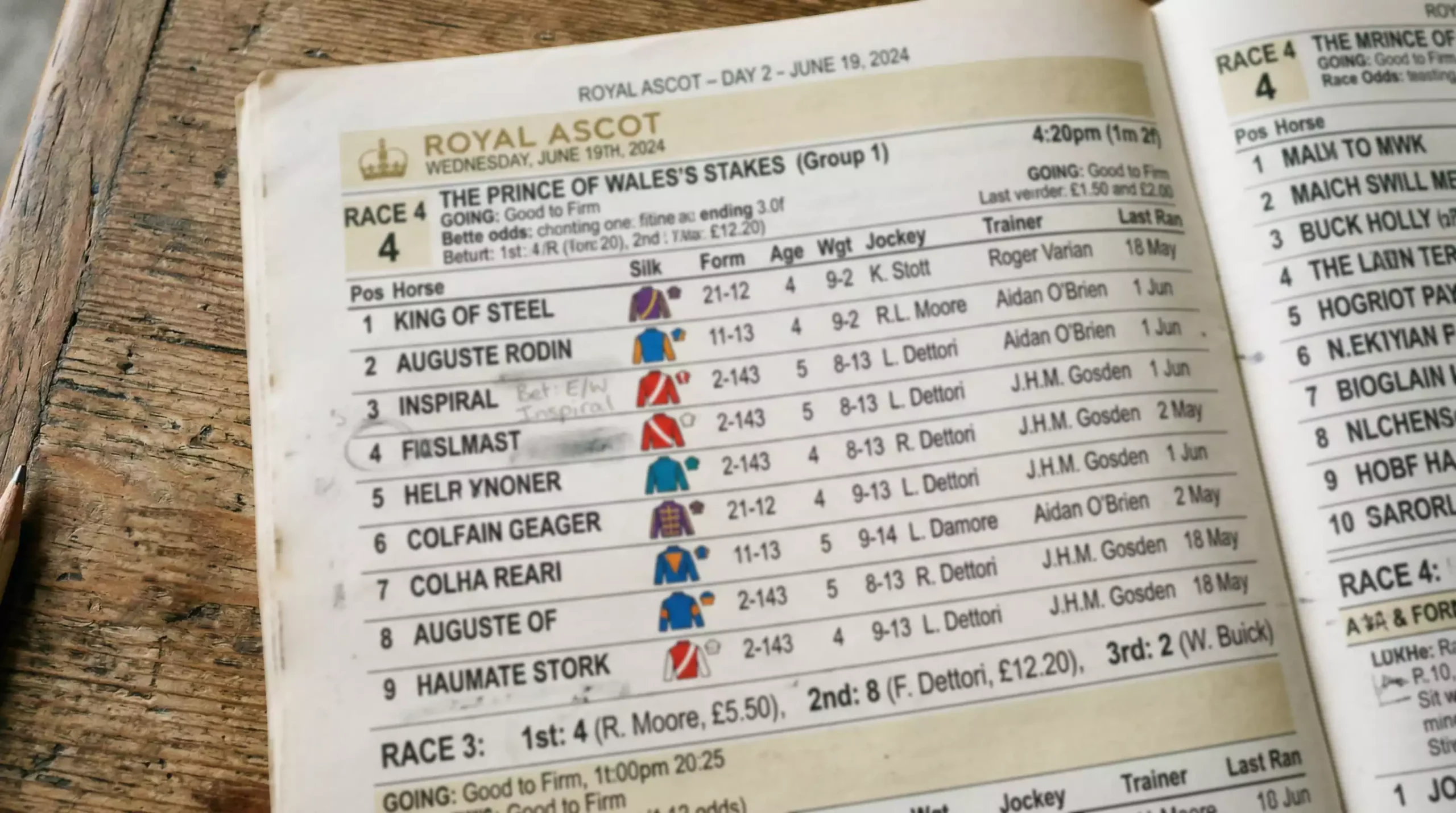 Close-up of a UK horse racing racecard showing all key elements for beginners